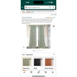 Curtains 52x108 new in package Christmas Sage green